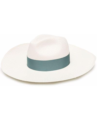 Borsalino White And Light Blue Sophie Straw Sun Hat