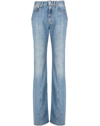 Alessandra Rich Logo-embroidered High Waist Flared Jeans - Blue