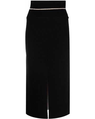 2 Moncler 1952 Black Front-slit Skirt