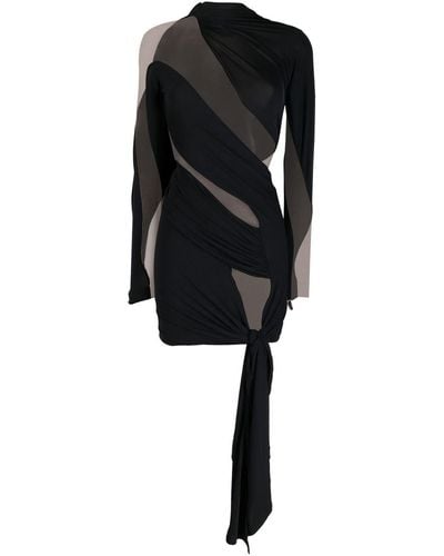 Mugler Sheer-panelled Mini Dress - Black