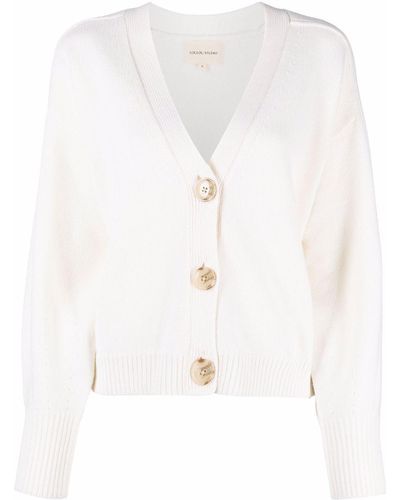 Loulou Studio Ivory White V-neck Button-up Cardigan