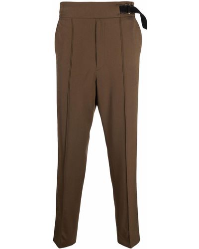 Agnona Piped-trim Wool Tailored Trousers - Brown