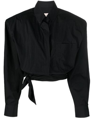 Alexandre Vauthier Black Tie-waist Cotton Shirt