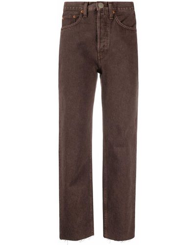 RE/DONE Frayed Straight-leg Jeans - Brown