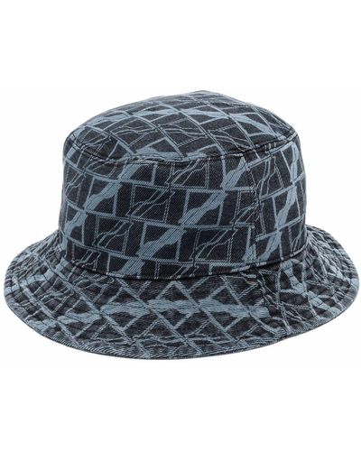 we11done All-over Print Bucket Hat - Blue