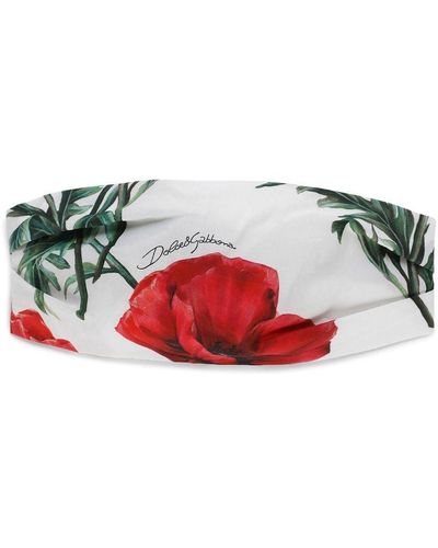 Dolce & Gabbana Fascia per capelli stampa floreale all-over - Rosso