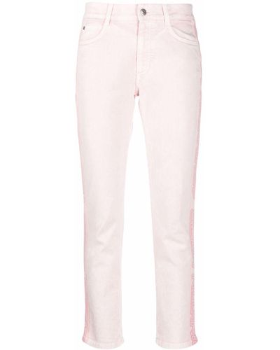 Stella McCartney Jeans slim con nastro con logo - Rosa