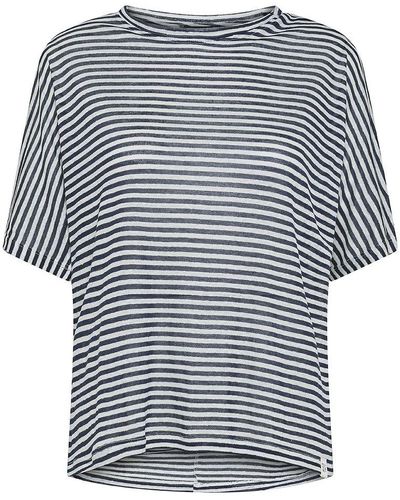 Peuterey | T-shirt in misto lino e viscosa con motivo a righe | female | NERO | XL - Grigio