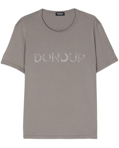 Dondup | T-shirt maniche corte in cotone con stampa logo | male | GRIGIO | XL