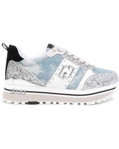 Liu Jo | Sneakers con glitter e toppa con logo | female | BLU | 37 - Bianco