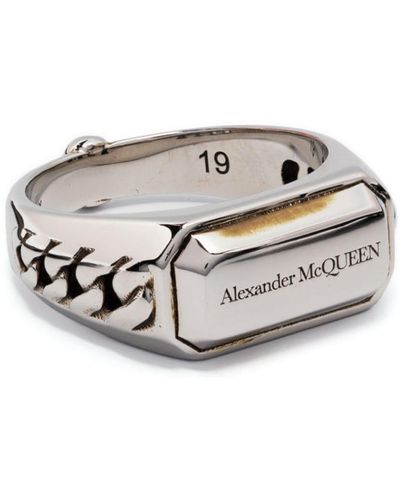Alexander McQueen Anello con sigillo - Bianco