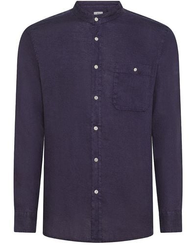 Woolrich | Camicia in lino con colletto alla coreana | male | BLU | XXL