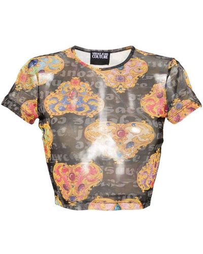 Versace | T-shirt stampa Heart Couture | female | NERO | XS - Multicolore