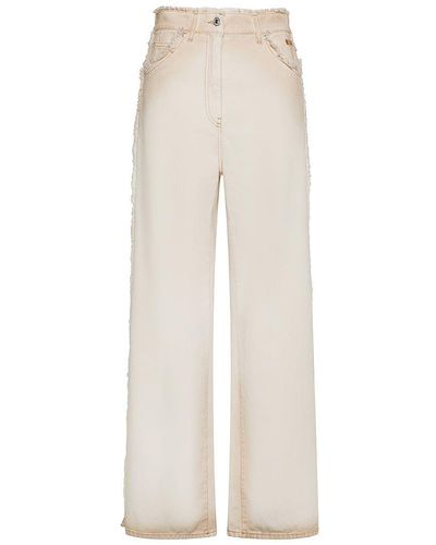 MSGM | Jeans in cotone con effetto sfumato e bordi sfrangiati | female | BEIGE | 42 - Bianco