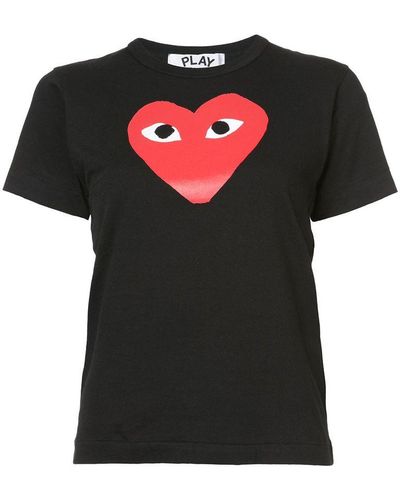 Comme des Garçons T-shirt con stampa cuore - Nero