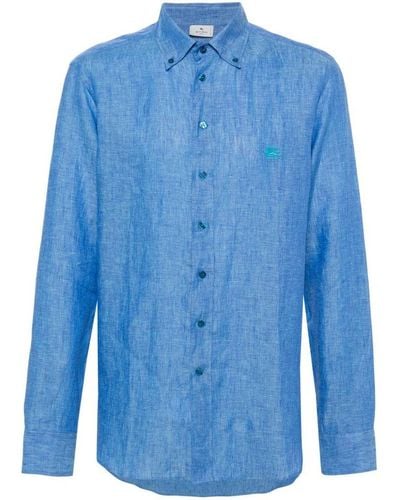 Etro Camicia Pegaso con ricamo - Blu