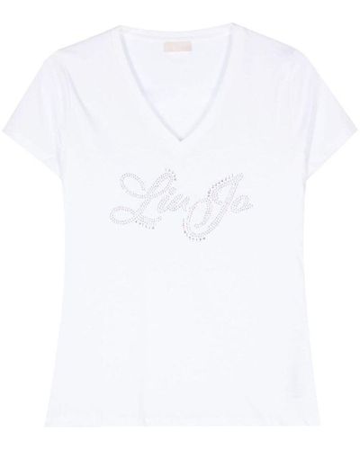 Liu Jo | T-shirt in cotone con logo con strass | female | BIANCO | S
