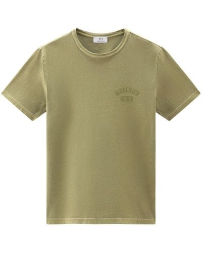 Woolrich | T-shirt in cotone con logo stampato frontale | male | VERDE | XL