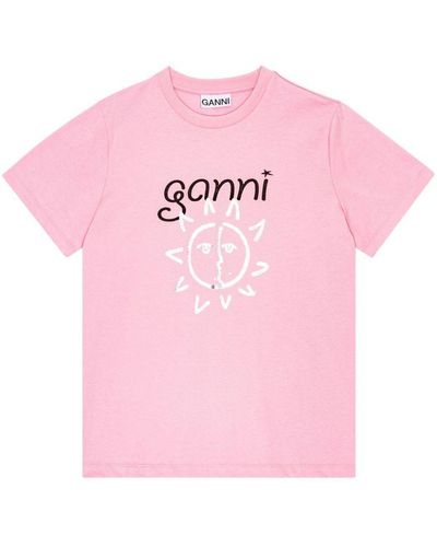 Ganni T-shirt con stampa - Rosa