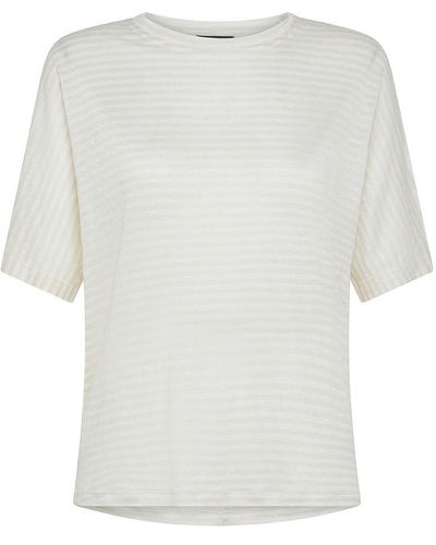 Peuterey | T-shirt in misto lino e viscosa con motivo a righe | female | BIANCO | M