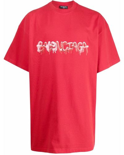 Balenciaga T-shirt con logo graffiti - Rosso