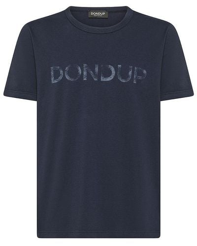 Dondup | T-shirt in cotone con stampa logo | male | BLU | XL
