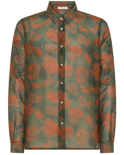 Officina 36 | Camicia Oasis in cotone e seta con stampa floreale | male | VERDE | XL