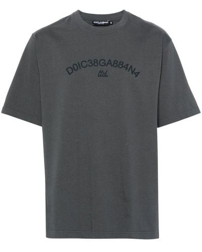 Dolce & Gabbana | T-shirt con stampa logo a maniche corte in cotone | male | GRIGIO | 46