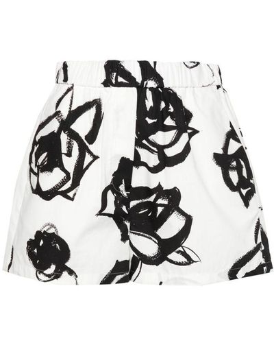 MSGM | Shorts in cotone con stampa a fiori | female | BIANCO | 42