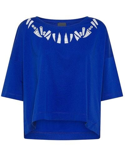 Marina Rinaldi | T-shirt in cotone con ricamo a filo | female | BLU | S