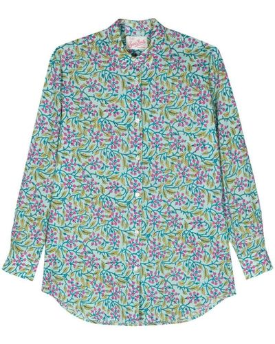 Mc2 Saint Barth | Camicia in cotone con stampa a fiori | female | MULTICOLORE | M - Blu
