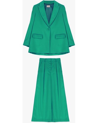 Dixie Completo con giacca monopettto e pantaloni a palazzo - Verde