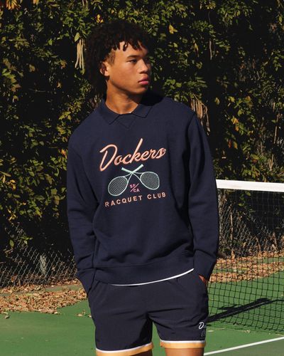 Dockers Racquet Club Collared Sweatshirt, Relaxed Fit - Azul