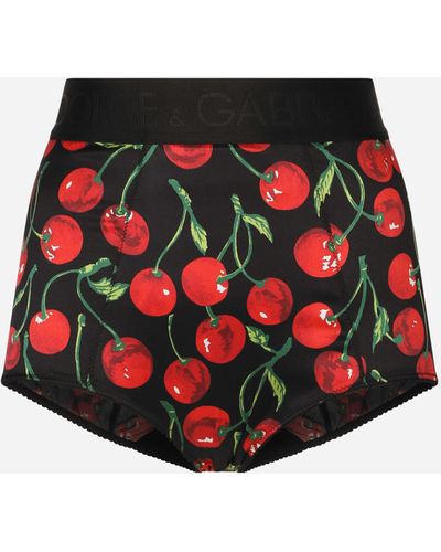Dolce & Gabbana Culotte de raso con estampado de cerezas - Rojo