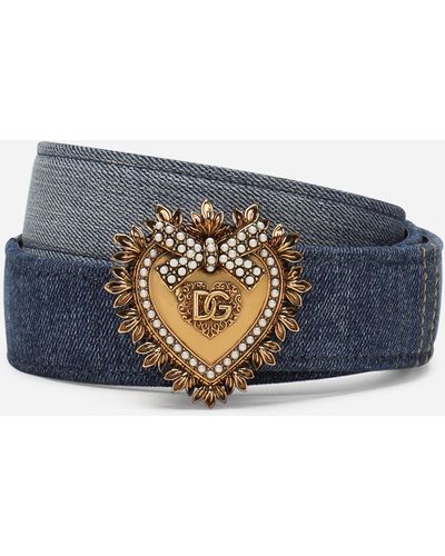 Dolce & Gabbana Devotion belt in patchwork denim - Blau