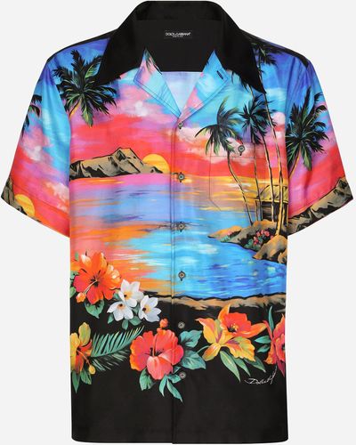 Dolce & Gabbana Hawaiihemd Seidentwill mit Hawaii-Print - Mehrfarbig
