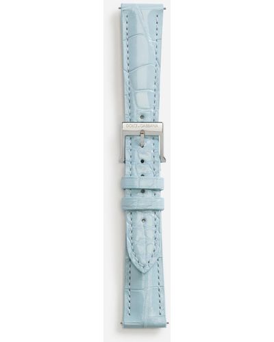 Dolce & Gabbana Alligator strap with buckle and hook in steel - Azul