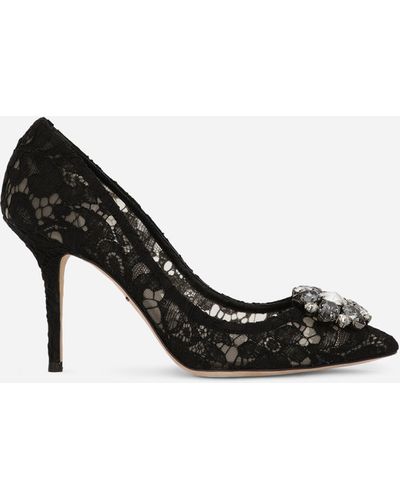 Dolce & Gabbana Lace Rainbow Court Shoes With Brooch Detailing - Black