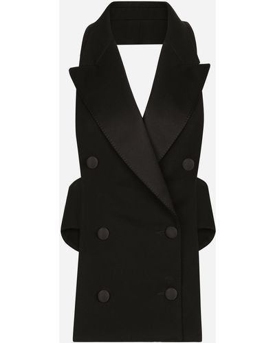 Dolce & Gabbana Chaleco de botonadura doble en gabardina de lana - Negro