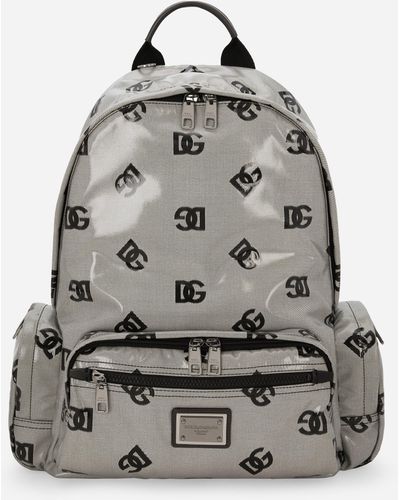 Dolce & Gabbana Coated fabric backpack with logo - Grigio