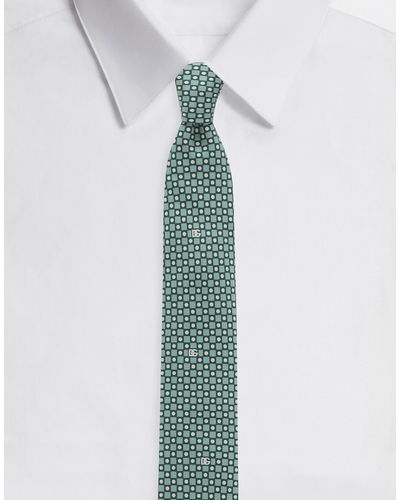 Dolce & Gabbana Krawatte aus bedrucktem Twill - Grün