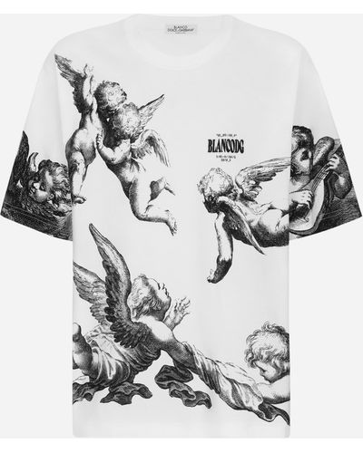 Dolce & Gabbana Kurzarm-T-Shirt Engel-Print - Weiß