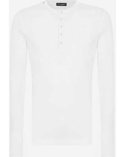 Dolce & Gabbana Serafino-Shirt aus gerippter Baumwolle - Weiß