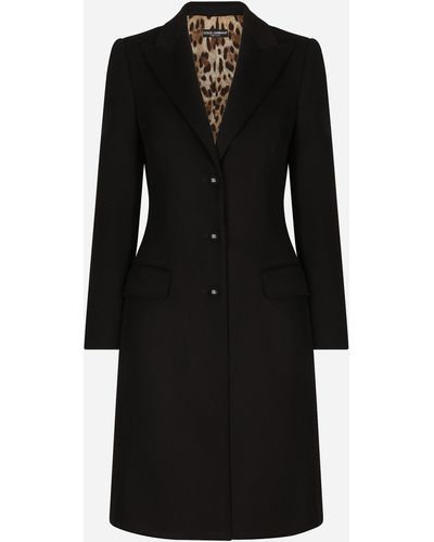 Dolce & Gabbana Wool Single-breasted Pea Coat - Black