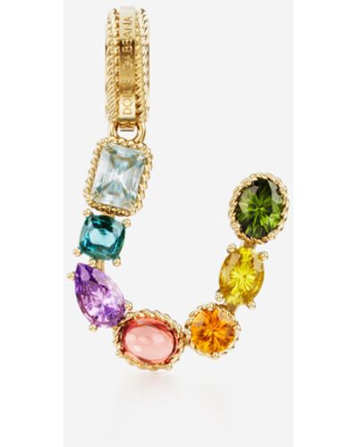 Dolce & Gabbana Letra H Rainbow Alphabet en oro amarillo de 18 kt con gemas multicolor - Blanco