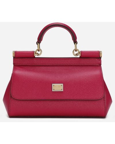 Dolce & Gabbana Small Sicily Bag In Dauphine Leather - Pink