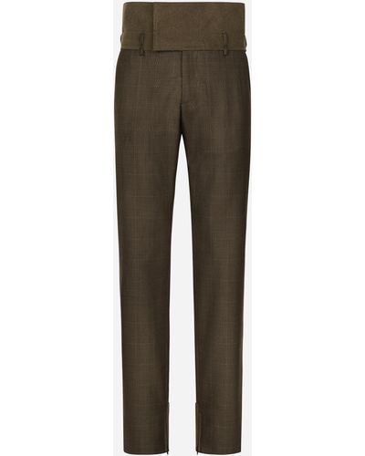 Dolce & Gabbana Glen Plaid Trousers With Fustian Details - Grey