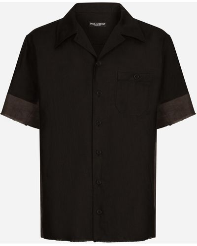 Dolce & Gabbana Hawaiihemd Leinencanvas mit Einsätzen - Schwarz