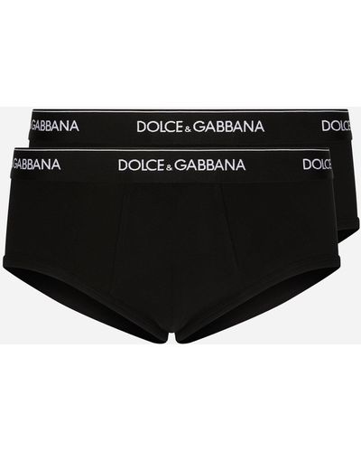 Dolce & Gabbana Zweierpack Slip Brando Baumwollstretch - Schwarz