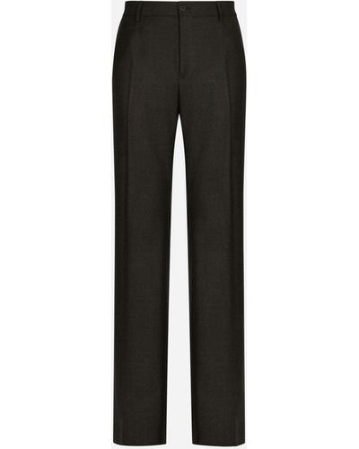 Dolce & Gabbana Pantalón de pernera recta en franela elástica - Negro